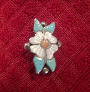 Handcrafted White and Turquoise Flower Pendant And Brooch